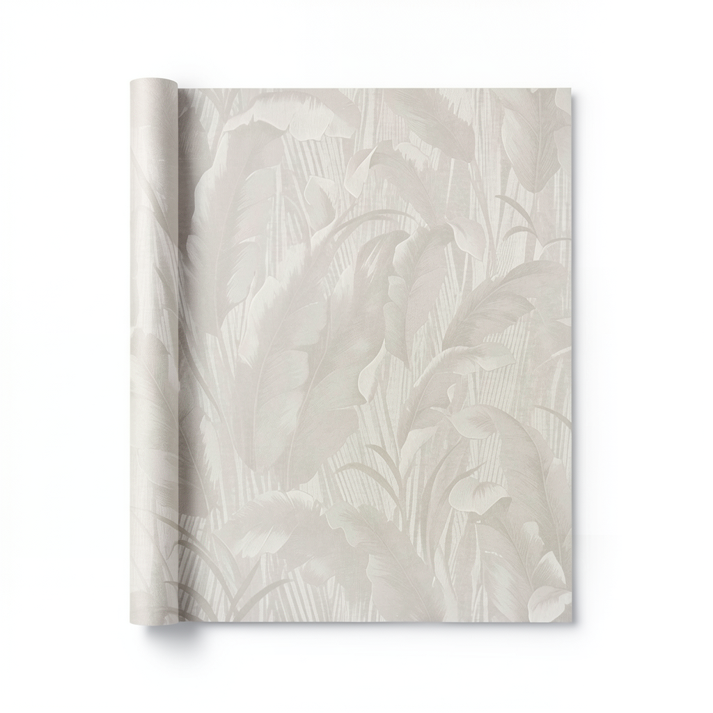 Leaf-patterned Wallpaper 10m x 1.06m Pale Beige, Model 78005