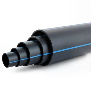 HDPE Polyethylene Pipe 4 Bar Pressure PE 100 Outer Diameter 630 mm SDR 41 Black with Blue Stripes