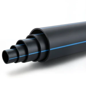 HDPE Polyethylene Pipe 12.5 Bar PE 100 OD 560 mm SDR 13.6 Black with Blue Stripes