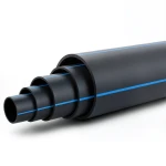 مواسير HDPE ضغط 12.5 بار PE 100 قطر خارجي 630 مم SDR 13.6 أسود مع خط أزرق