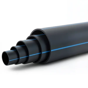 HDPE Polyethylene Pipe PN 16 Bar PE 100 OD 355 mm SDR 11 Black with Blue Stripes