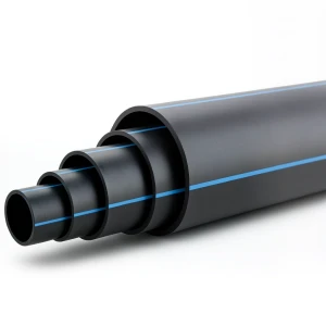 HDPE Plastic Pipe Nominal Pressure 4 Bar PE 100 OD 315 mm SDR 41 Black with Blue Stripes