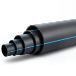 مواسير HDPE ضغط 6.3 بار [PE 100] قطر خارجي 225 مم SDR 26 لون أسود مع خط أزرق