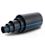 أنابيب HDPE ضغط 6.3 بار PE 100 قطر خارجي 250 مم SDR 26 لون أسود مع خط أزرق
