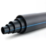 مواسير بلاستيك HDPE ضغط 6.3 بار PE 100 قطر خارجي 355 مم SDR 26 أسود مع خط أزرق