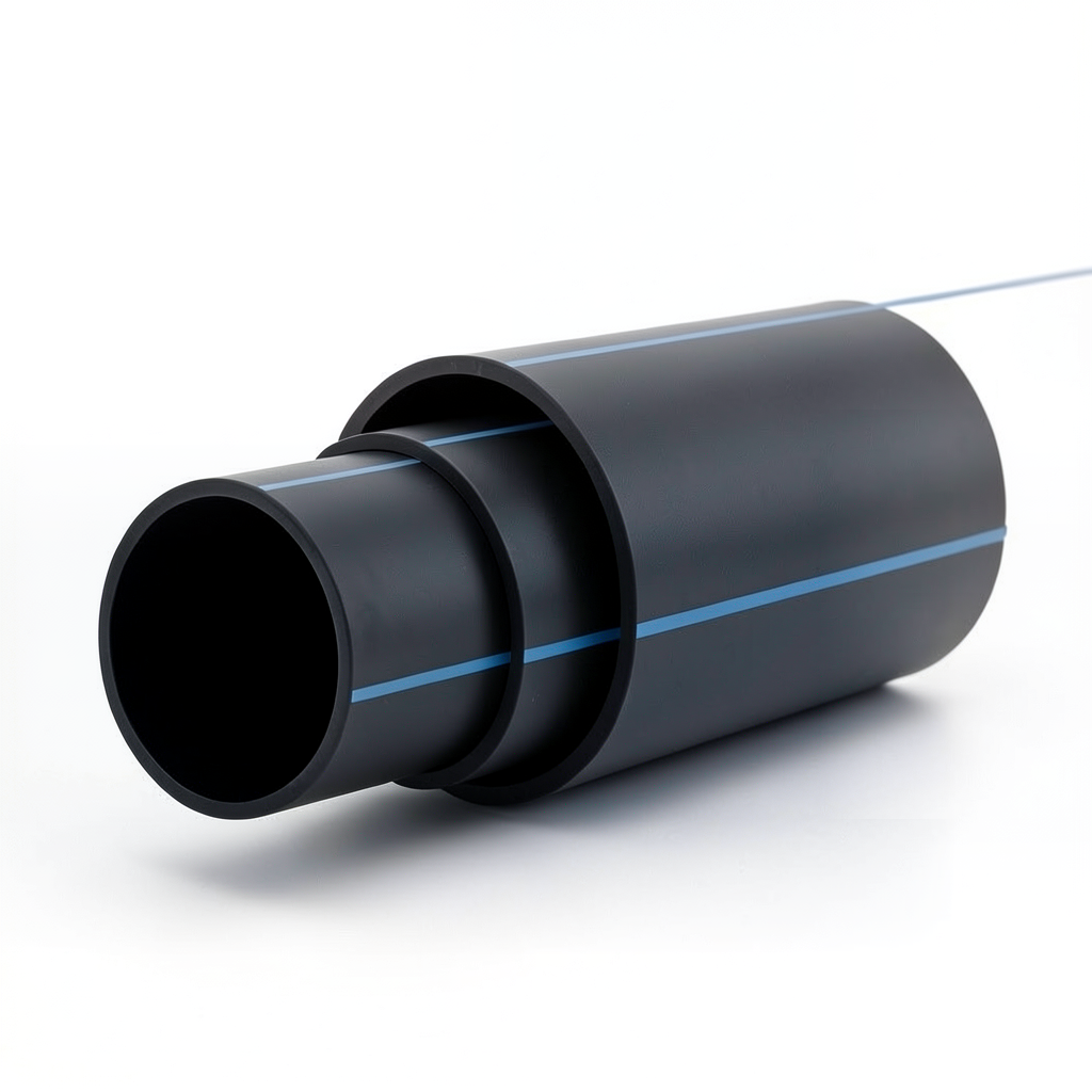 مواسير بلاستيك HDPE ضغط 6 بار PE 80 قطر خارجي 630 مم SDR 17.6 لون أسود