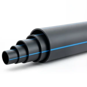 مواسير HDPE ضغط 16 بار PE 100 قطر خارجي 180 مم SDR 11 أسود مع خطوط زرقاء