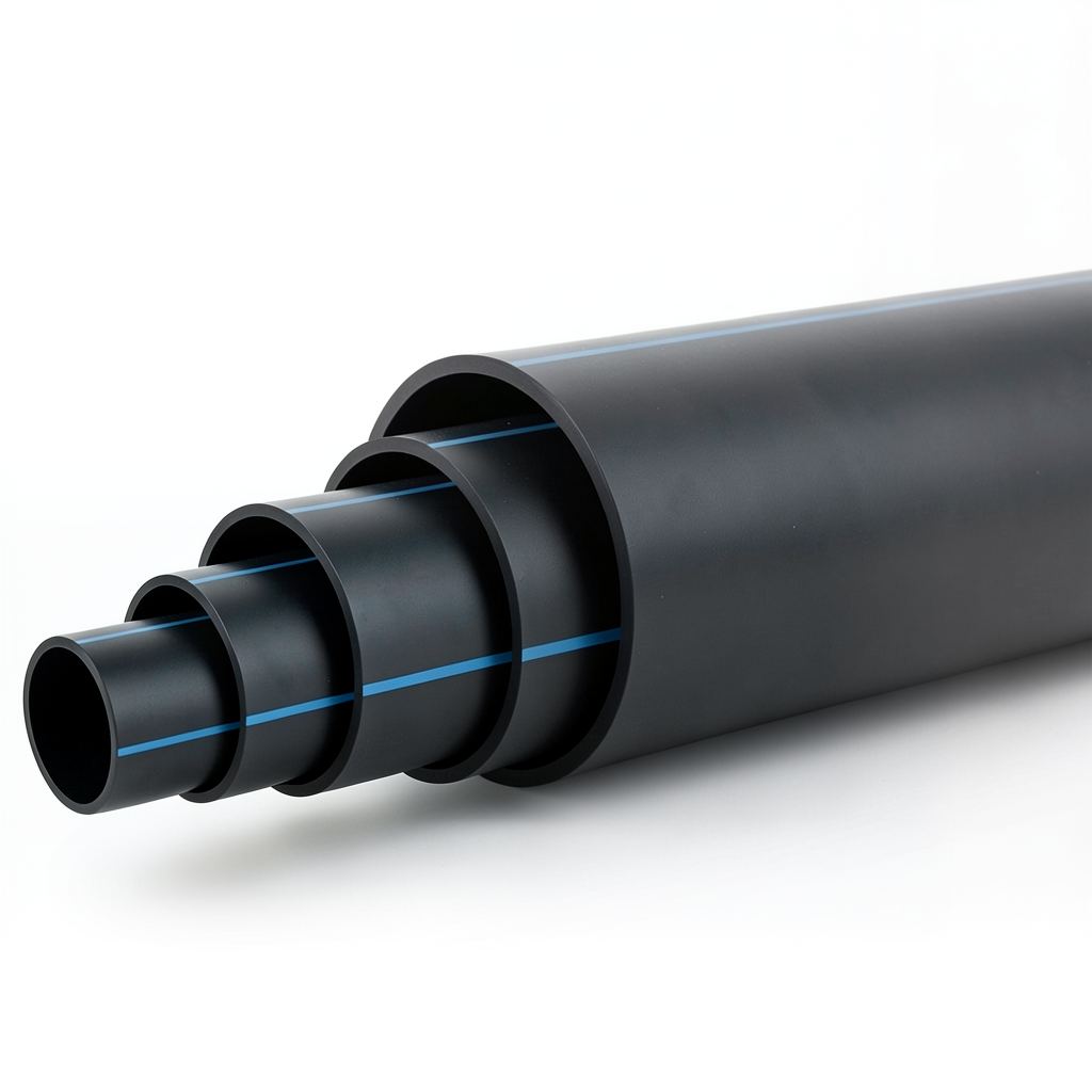 أنابيب بلاستيك HDPE ضغط اسمي 10 بار PE 80 قطر خارجي 355 مم SDR 11 لون أسود