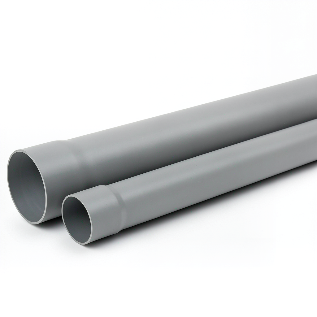 UPVC Pipe for Sewerage Systems Outside Diameter 180 mm Thickness 4.2 mm Gray Color