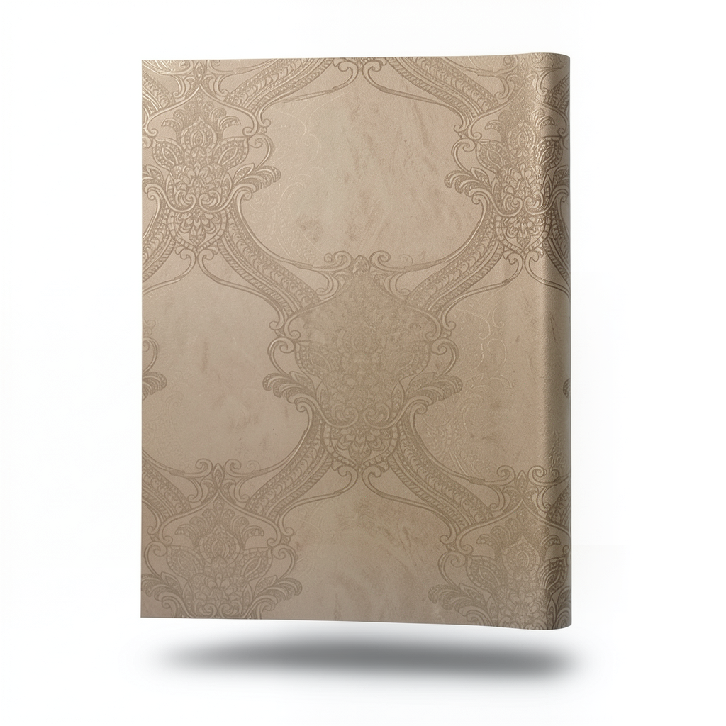 Classic Wallpaper Length 10m, Width 1.06m, Light Brown Color, Model 82738