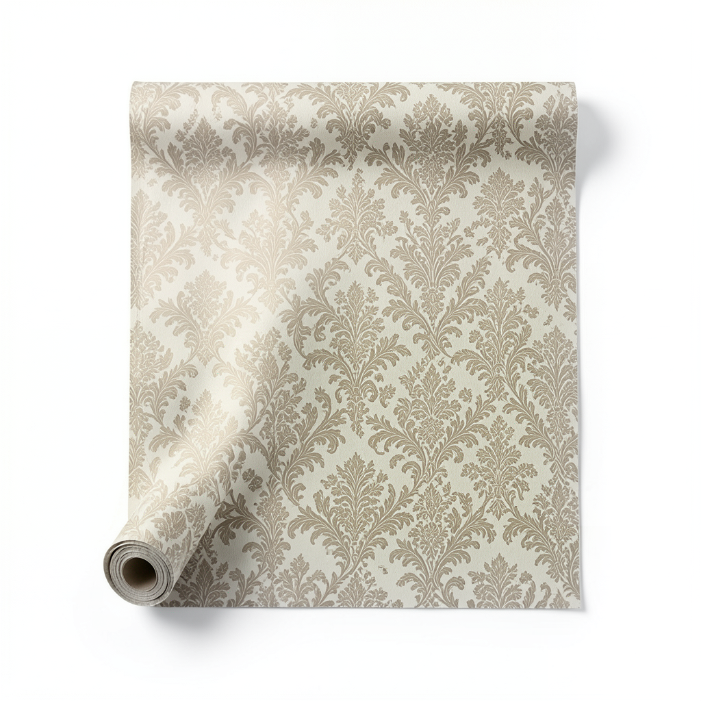 Italian Wall Decoration Patterned Wallpaper 10m x 0.73m Beige Color