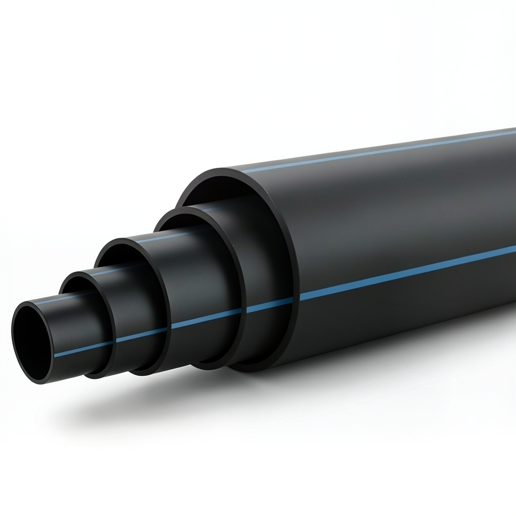 HDPE Polyethylene Pipe 6 Bar Pressure PE 80 Outer Diameter 560 mm SDR 17.6 Black