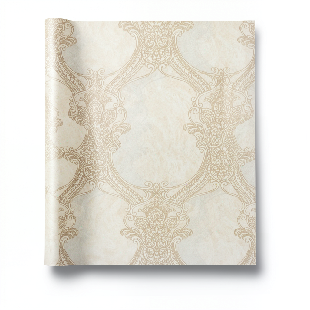Italian Wallpaper Classic Design Light Beige Color, Size 10mx1.06m, Model 82710