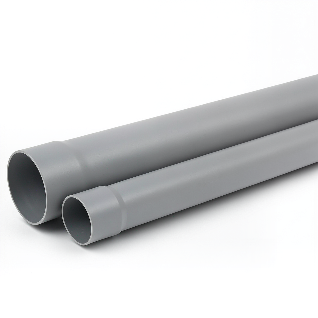 UPVC Plastic Pipe for Sewerage Systems Outside Diameter 80 mm Thickness 3.5 mm Grey Color