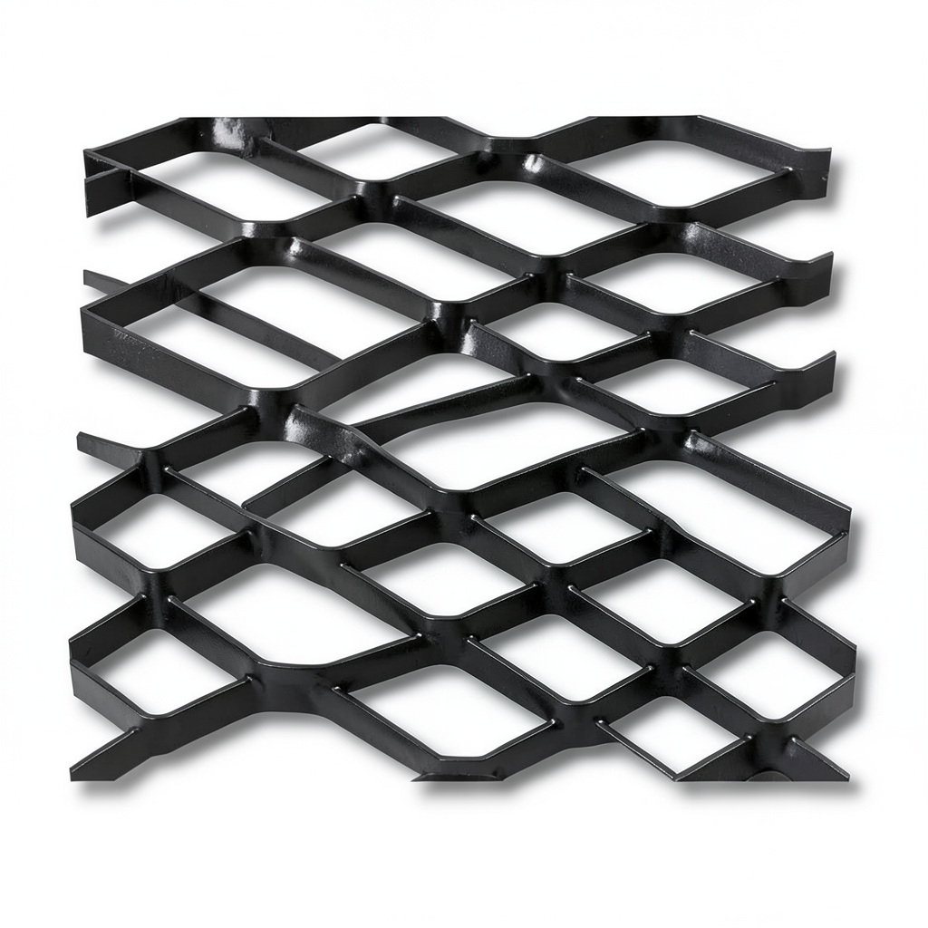 Hot Rolled Steel Expanded Metal Mesh 6 mm Thickness 1.22 m Width 1 m Length, Black