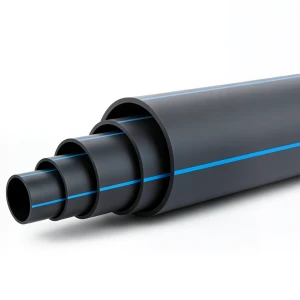 أنابيب بلاستيك HDPE ضغط 6.3 بار PE 100 قطر خارجي 400 مم SDR 26 أسود مع خط أزرق