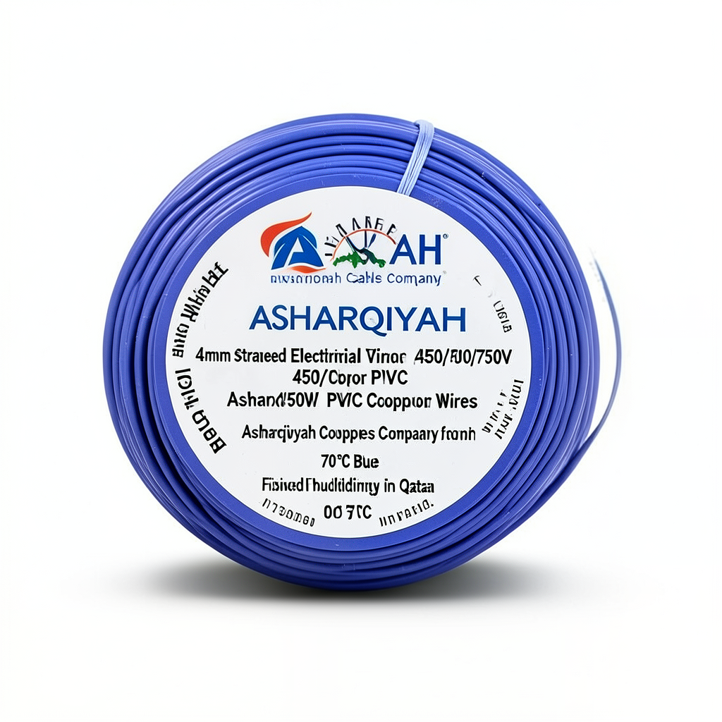 لفة سلك كهرباء مجدول 4 مم 450/750 فولت نحاس عزل PVC 70°C أزرق | شركة كابلات الشرقية للصناعة