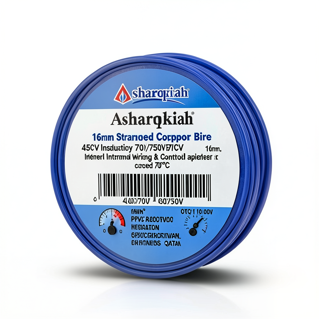16mm Stranded Copper Wire 450/750V PVC 70°C Insulation Blue | Asharqiyah Cables Company for Industry