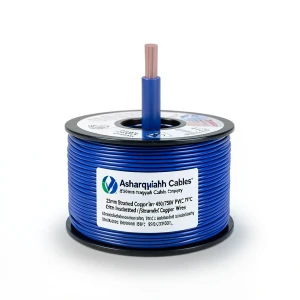 25mm Stranded Copper Wire 450/750V PVC 70°C Insulated Blue | Asharqiyah Cables Company for Industry