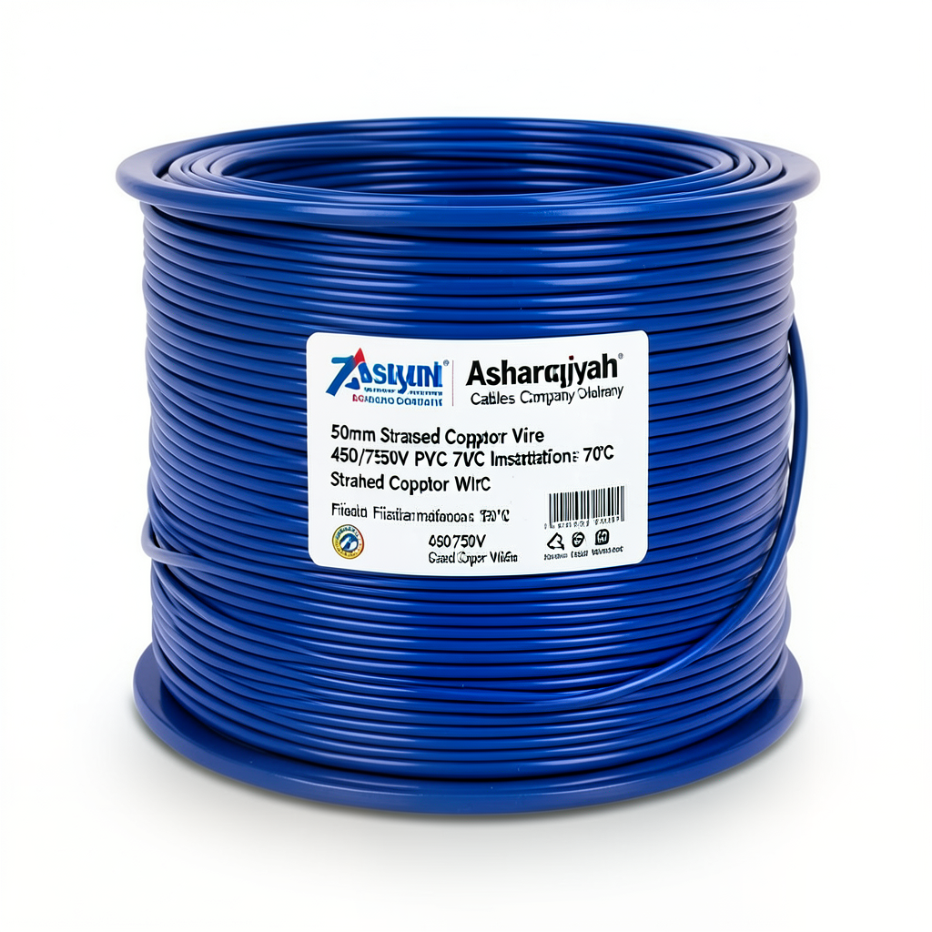 50mm Stranded Copper Wire 450/750V PVC 70°C Insulation Blue | Asharqiyah Cables Company for Industry