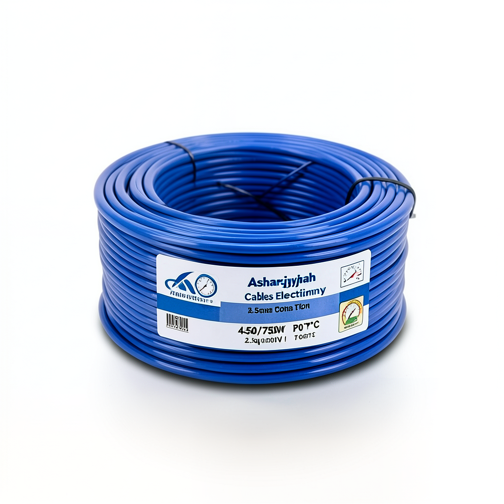 2.5sq mm Stranded Copper Electric Wire, 450/750V PVC 70°C Insulation, Blue | Asharqiyah Cables Company for Industry