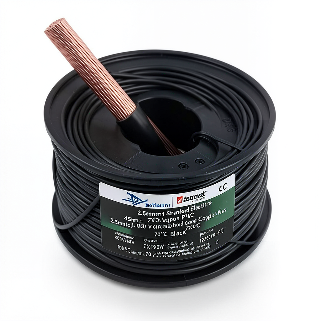سلك كهرباء نحاس مجدول 2.5 مم2 450/750 فولت معزول PVC 70°C لون اسود | شركة كابلات الشرقية للصناعة