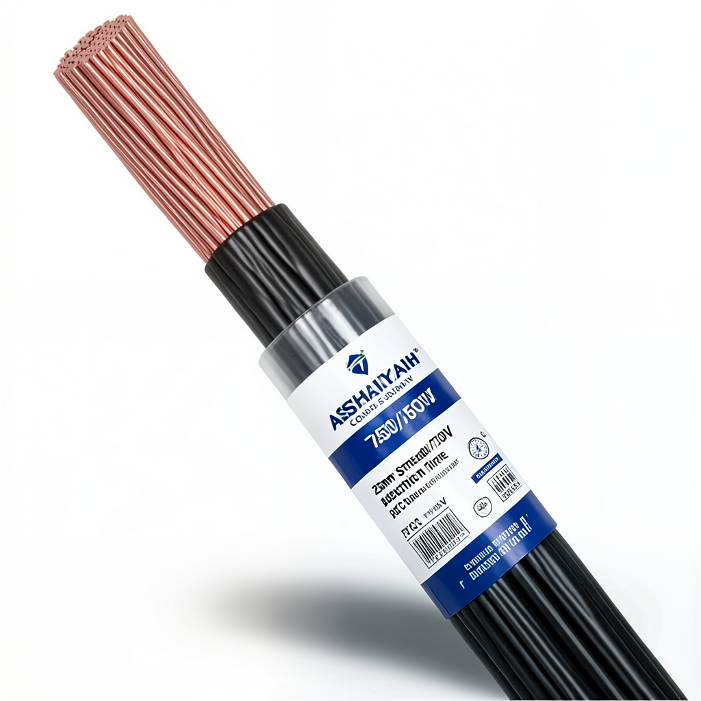 25mm Stranded Electric Wire 450/750V Copper Conductor PVC 70°C Black | Asharqiyah Cables Company for Industry