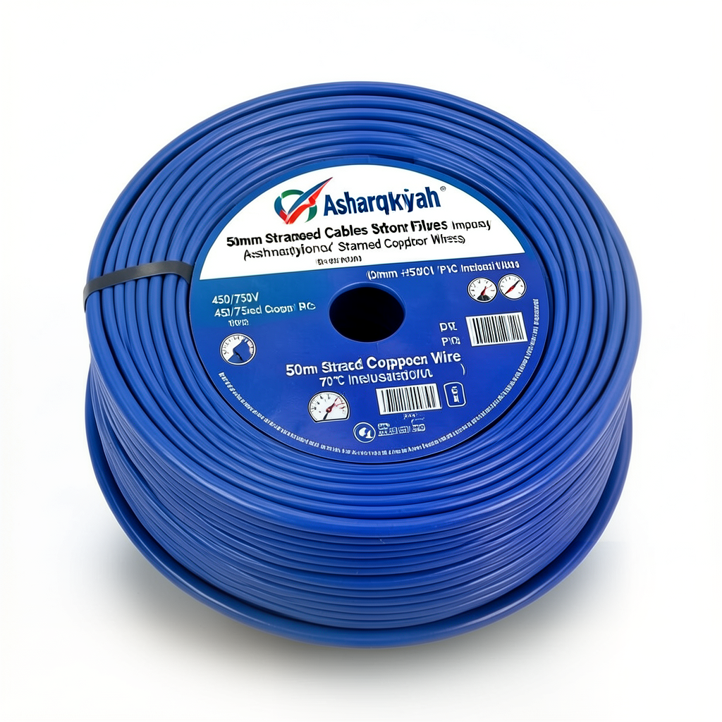 سلك مجدول نحاس 50 مم 450/750 فولت عزل PVC 70°C لون أزرق | شركة كابلات الشرقية للصناعة