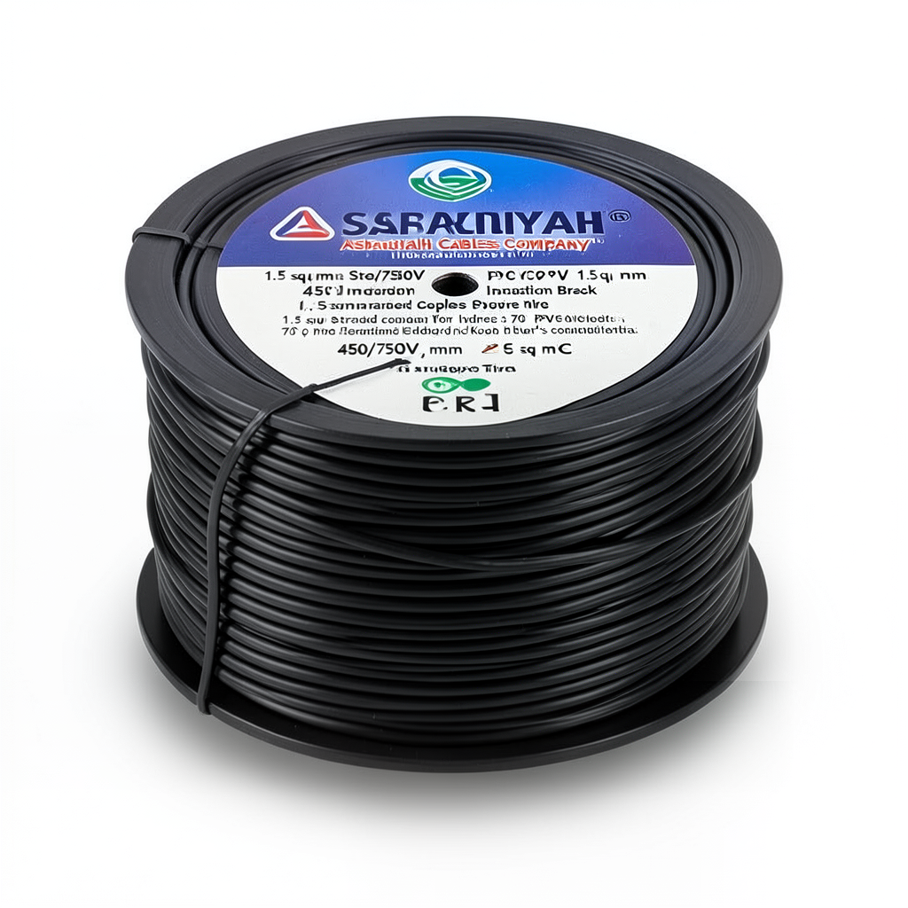 سلك نحاس مجدول 1.5 مم2 450/750 فولت، عزل PVC 70°C، لون اسود | شركة كابلات الشرقية للصناعة