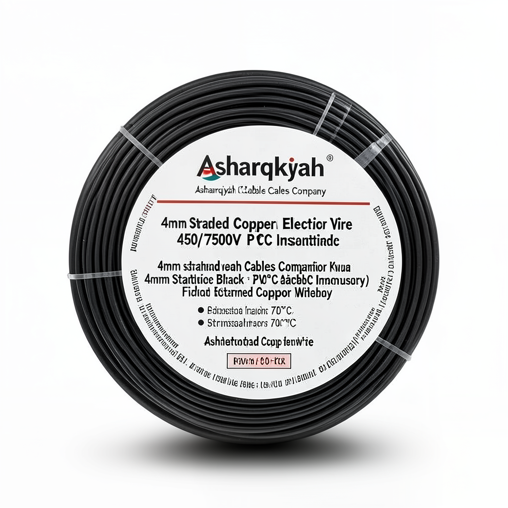 4mm Stranded Copper Electric Wire 450/750V PVC 70°C Insulation Black | Asharqiyah Cables Company for Industry