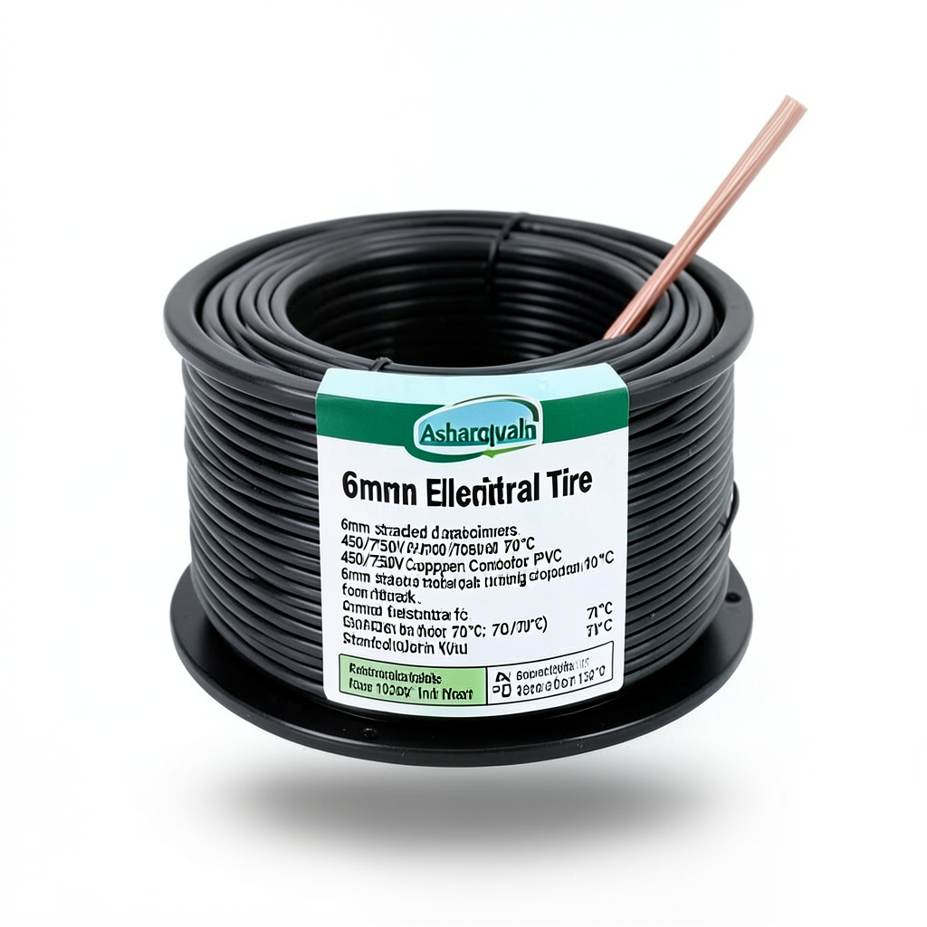 لفة سلك كهرباء نحاس مجدول 6 مم 450/750 فولت، معزول PVC 70°C، لون أسود | شركة كابلات الشرقية للصناعة