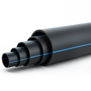 مواسير HDPE ضغط 10 بار PE 100 قطر خارجي 560 مم SDR 17 لون أسود مع خط أزرق
