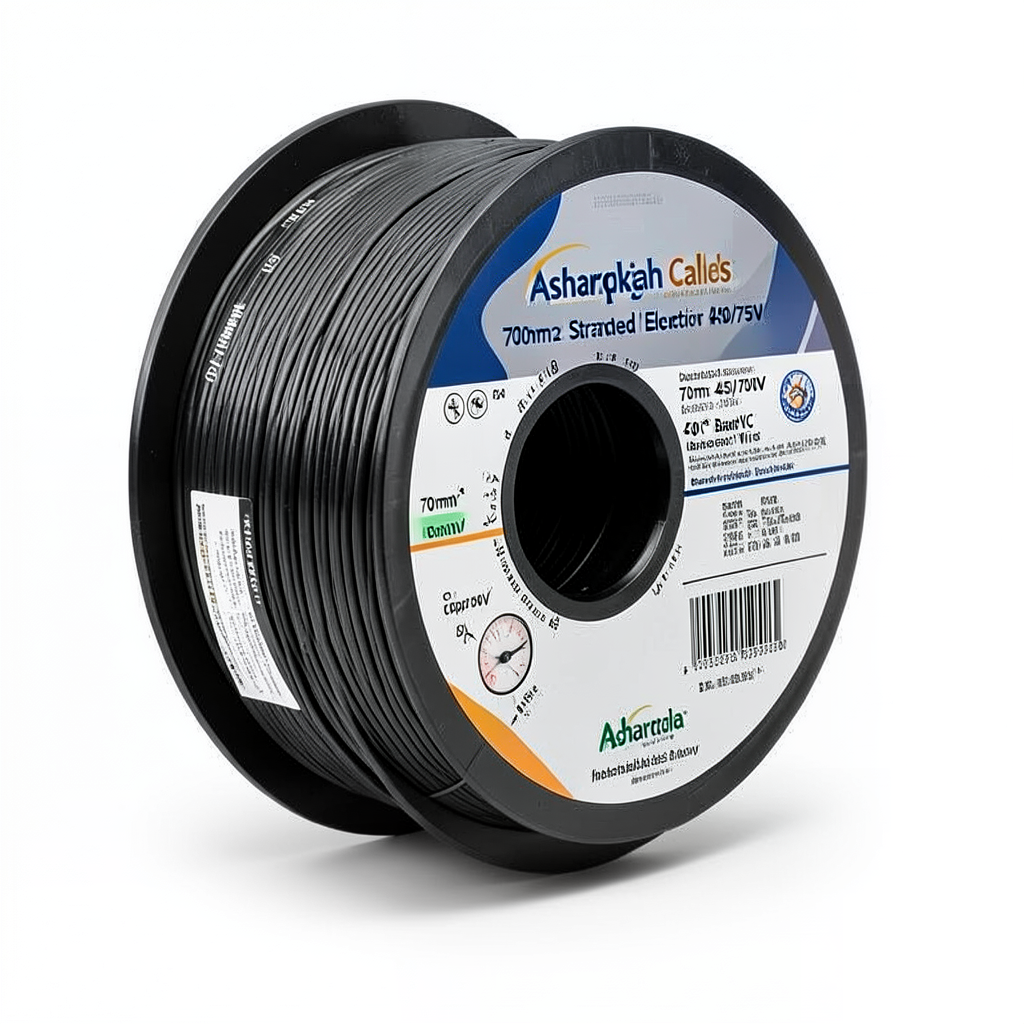 سلك كهرباء نحاس مجدول 70 مم2 450/750 فولت معزول PVC 70°C لون اسود | شركة كابلات الشرقية للصناعة