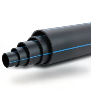 أنابيب HDPE ضغط 20 بار PE100 قطر خارجي 225 مم SDR 9 أسود مع خط أزرق