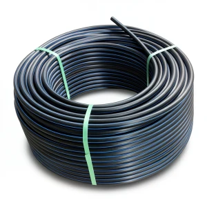 HDPE Plastic Coil Pipe Nominal Pressure 16 Bar PE 100 25 mm SDR 11 Black Blue Stripes