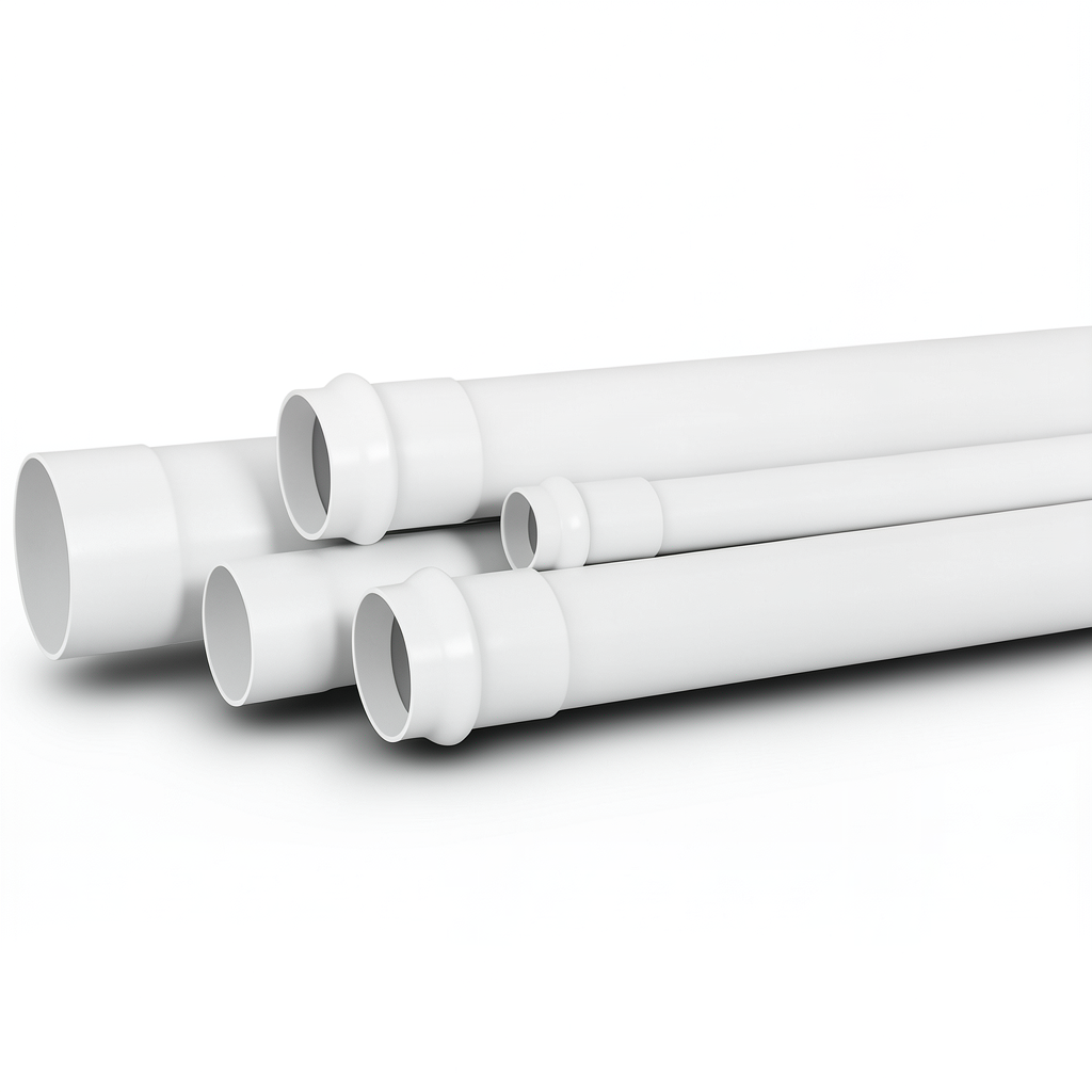 UPVC Plastic Pipe for Sewerage Systems 180 mm OD Thickness 4.2 mm White Color