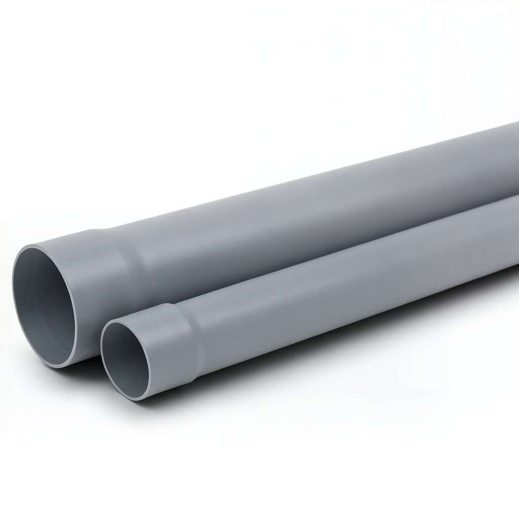 UPVC Plastic Pipe Sewerage System 6 Bar Pressure 50 mm Size 1.5 mm Thickness Grey