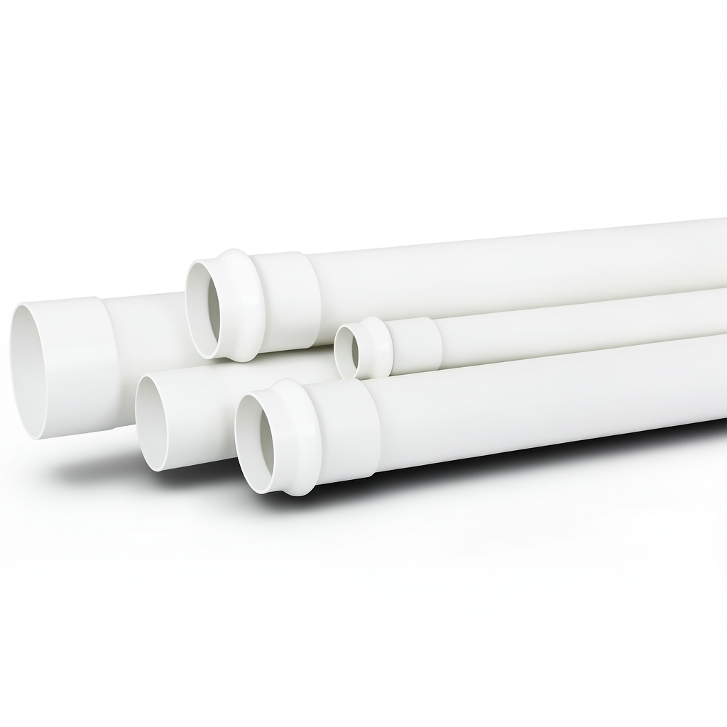 أنابيب UPVC SDR 51 مقاس 200 مم سماكة 4.5 مم لون أبيض