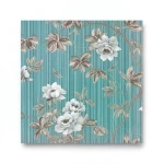 Wall Decoration Floral Design 10 m x 1.06 m Turquoise, Model 78015