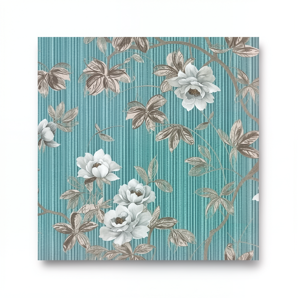 Wall Decoration Floral Design 10 m x 1.06 m Turquoise, Model 78015
