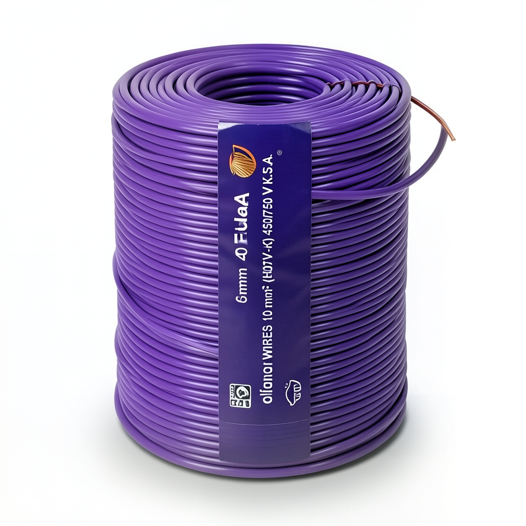 Flexible Electrical Wire 450/750V Copper Conductor 6mm PVC Insulation 300ft Violet | Al Fanar