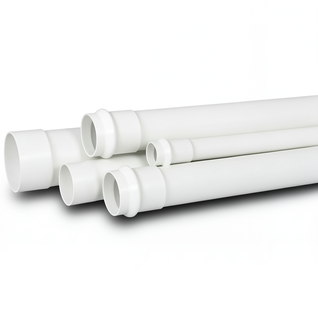 UPVC Plastic Pipe Underground Sewerage SDR 41 110 mm Thickness 3.8 mm White