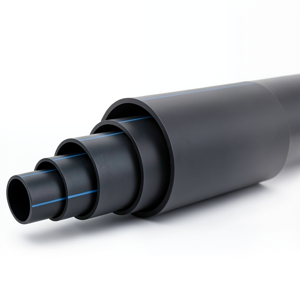 HDPE Polyethylene Pipe Pressure 12.5 Bar PE 80 Size 280 mm SDR 9 Black