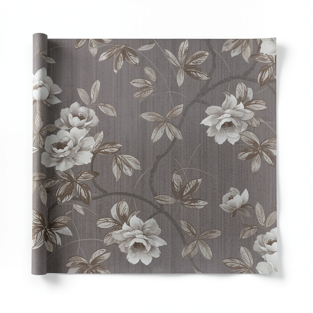 Wall Decoration Floral Design 10 m x 1.06 m Dark Beige