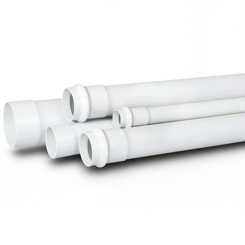 UPVC Pipe for Sewerage Systems Size 125 mm Thickness 3.8 mm White Color
