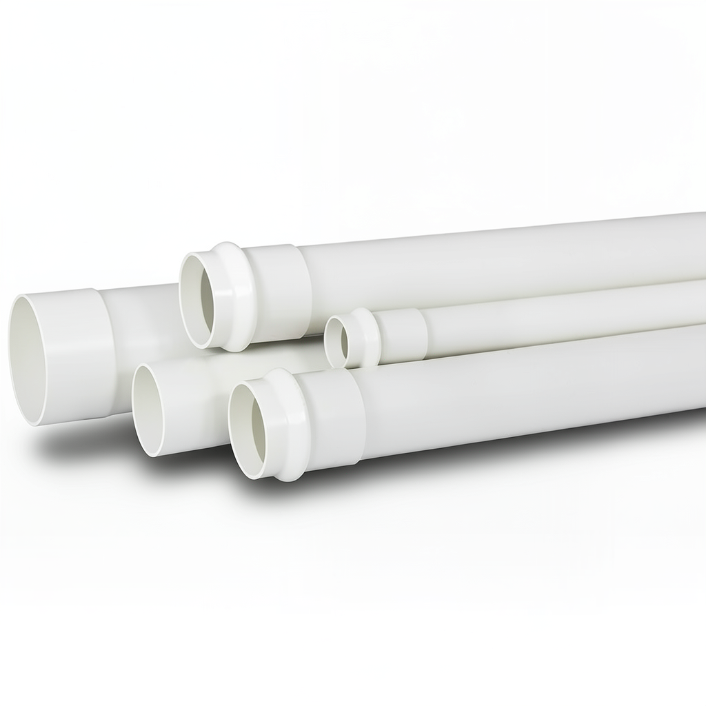 UPVC Pipe for Sewerage Systems Outside Diameter 250 mm Thickness 5.6 mm White Color