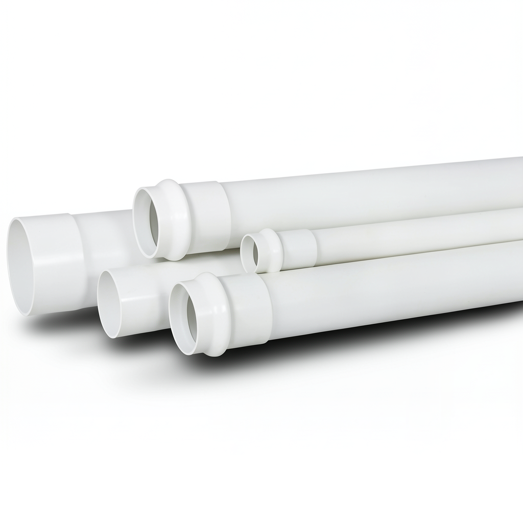 مواسير بلاستيك UPVC لانظمة الصرف تحت الارض SDR 51 مقاس 160 مم سمك 3.8 مم لون أبيض