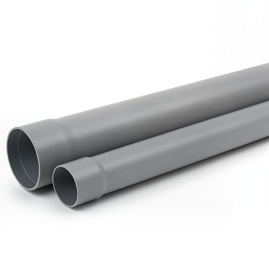 UPVC Plastic Pipe for Sewerage Systems PN 6 Bar Outside Diameter 40 mm Thickness 1.5 mm Grey Color