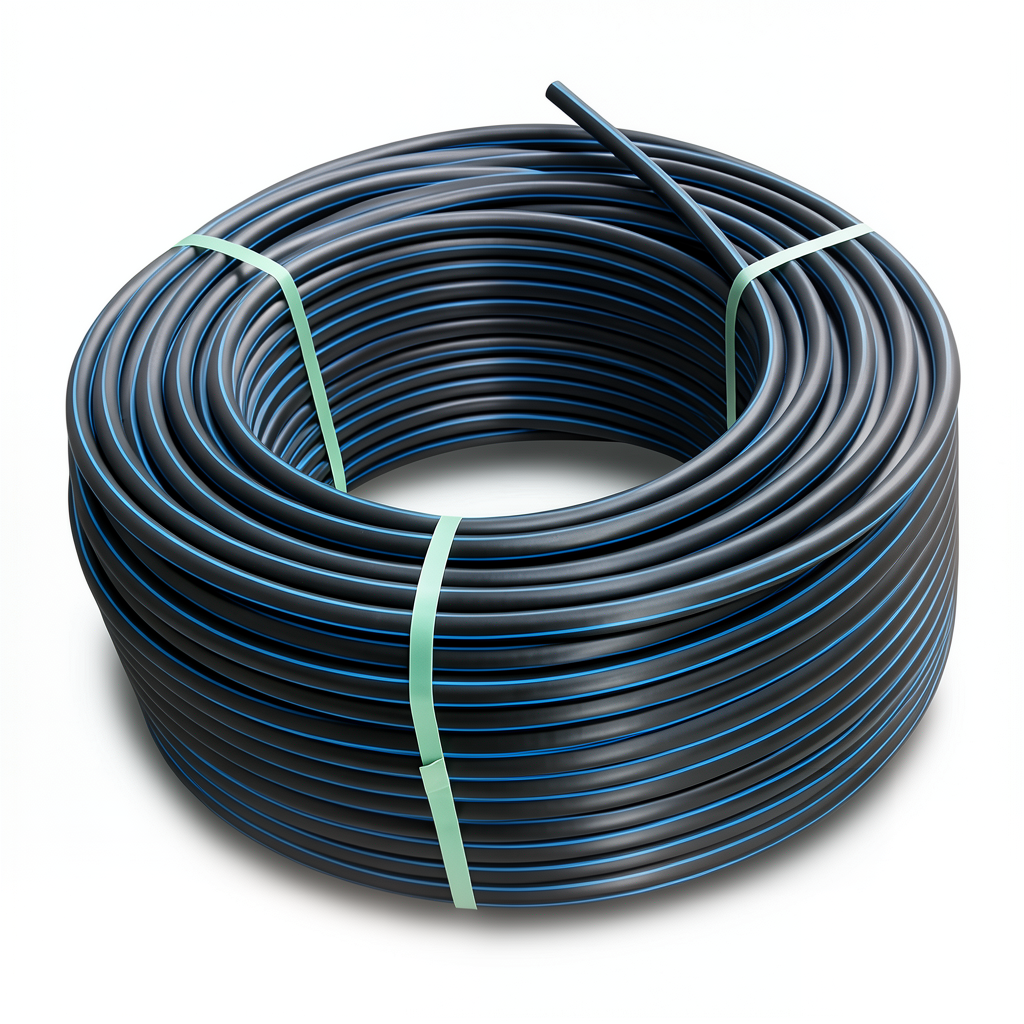 HDPE Plastic Coil Pipe PN 16 Bar PE 100 OD 125 mm SDR 11 Black with Blue Stripes