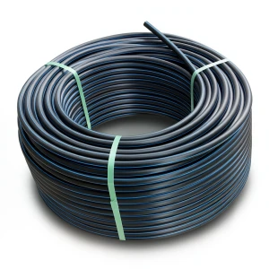 لفة أنابيب HDPE ضغط اسمي 20 بار PE 100 قطر خارجي 20 مم SDR 9 أسود مع خطوط زرقاء